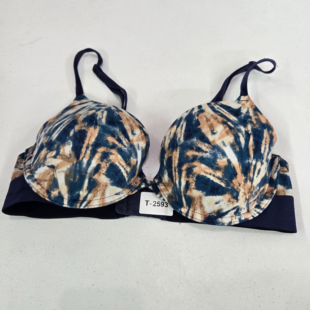 Victoria Secret PINK Women Bra 34C Blue Tie Dye Convertible T Shirt Lightly Line